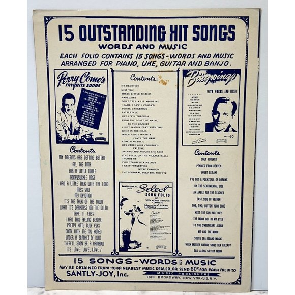 Secrets Vintage Piano Sheet Music Perry Como 1946 Frank Weldon Jack Lawrence - Picture 4 of 6